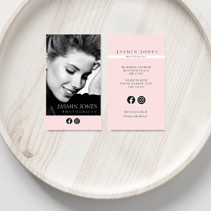 Carte De Visite Photo en noir et rose des médias sociaux