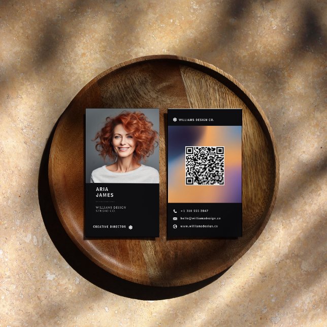 Carte De Visite Photo et code QR moderne vertical (Créateur téléchargé)