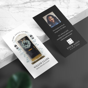 Carte De Visite Photo et logo de la porte d'entrée en couleur noir