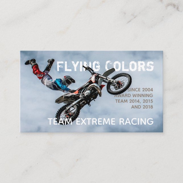 Carte De Visite Photo extrême de motocross intégrée par texte (Devant)