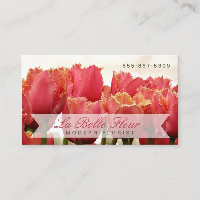Carte De Visite Photo florale de Tulipes | Les rayures modernes (Devant)