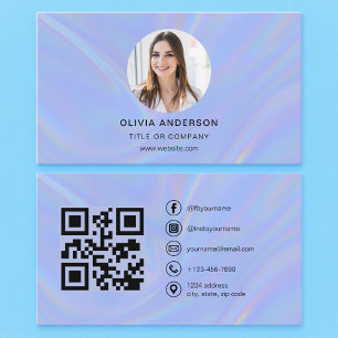 Carte De Visite Photo holographique avec QR Code sur les réseaux s