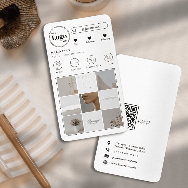 Carte de visite photo Instagram moderne (Créateur téléchargé)