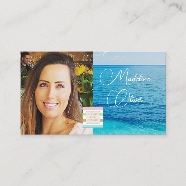 Carte De Visite Photo Logo Ocean Blue Sea Travel (Devant)