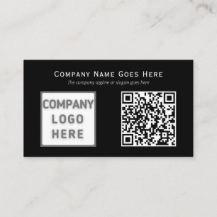 Carte De Visite Photo Logo QR Code Modèle Horizontal Noir