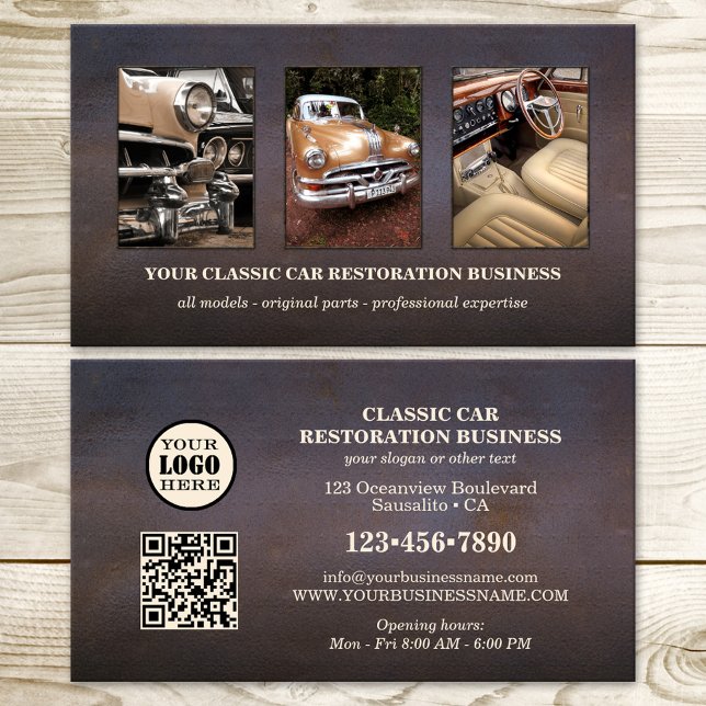 Carte De Visite Photo Logo QR Code voiture classique (Créateur téléchargé)