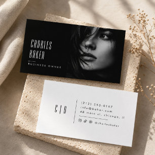 Carte De Visite Photo Luxe Noir et Blanc 