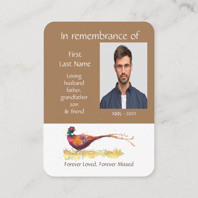 Carte De Visite Photo Mémorial Pheasant Jeu Oiseau Art (Dos)