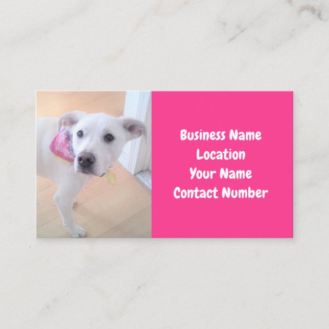 Carte De Visite Photo mignonne blanc chiot visage rose (Devant)