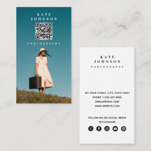 Carte De Visite Photo Minimal Photographe QR Code Social Media