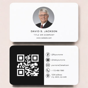 Carte De Visite Photo minimaliste moderne avec code QR Médias soci