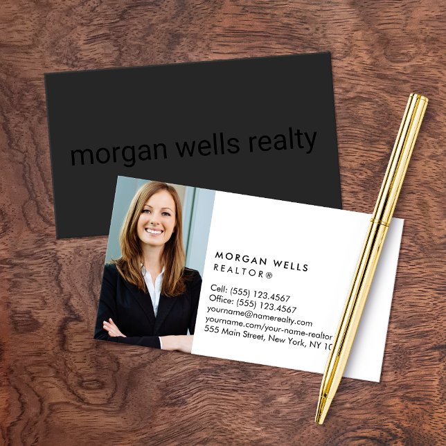 Carte De Visite Photo minimaliste professionnelle noire (Créateur téléchargé)