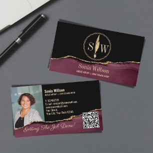 Carte De Visite Photo Mobile Prêt Notaire Signer Monogramme QR Cod