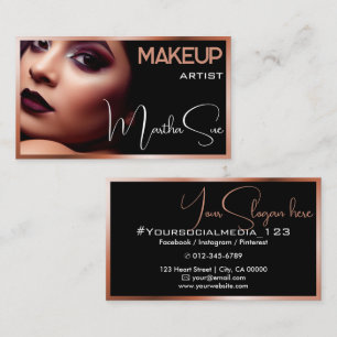 Carte De Visite Photo Modèle Black & Rose Gold Beauty