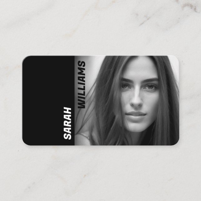 Carte De Visite Photo moderne classique noir et blanc (Devant)