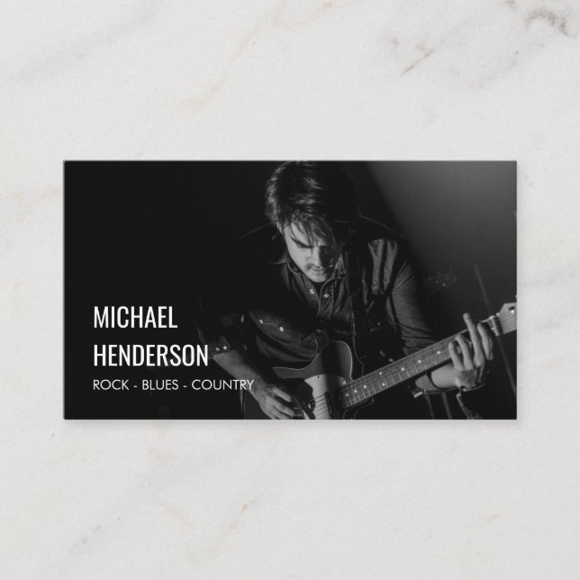 Carte De Visite Photo moderne de musicien professionnel (Devant)