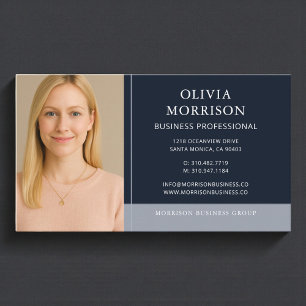 Carte de visite photo moderne minimale bleu marine