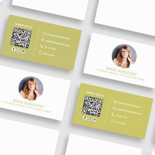 Carte De Visite Photo moderne minimaliste QR Code Social Media Gol