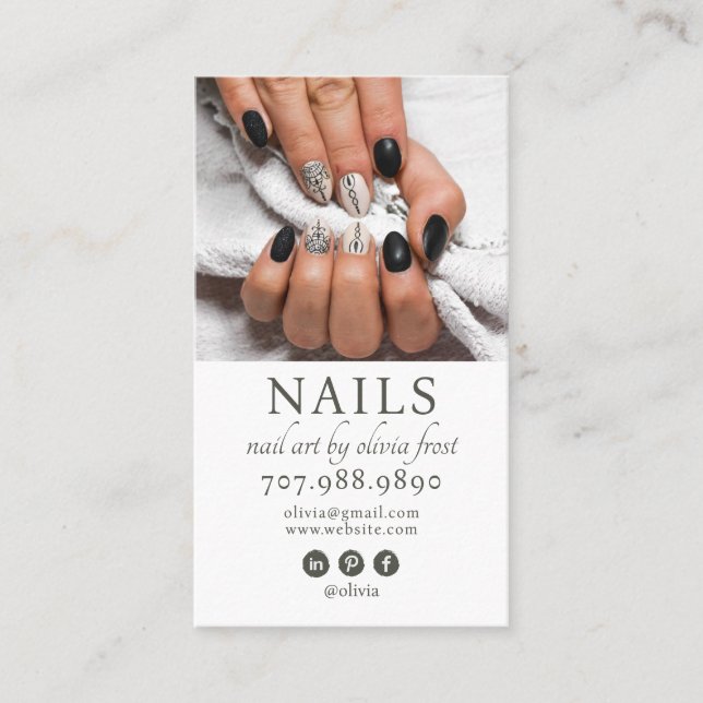 Carte de visite photo moderne Nail Tech (Devant)