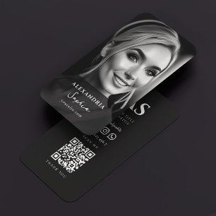 Carte De Visite Photo moderne professionnelle noir blanc transpare