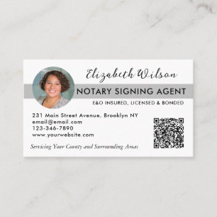 Carte De Visite Photo moderne QR Notaire Signature Agent de prêt G
