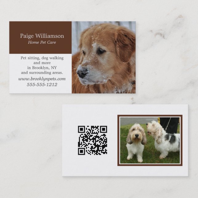 Carte De Visite Photo moderne Soins pour animaux (Devant / Derrière)