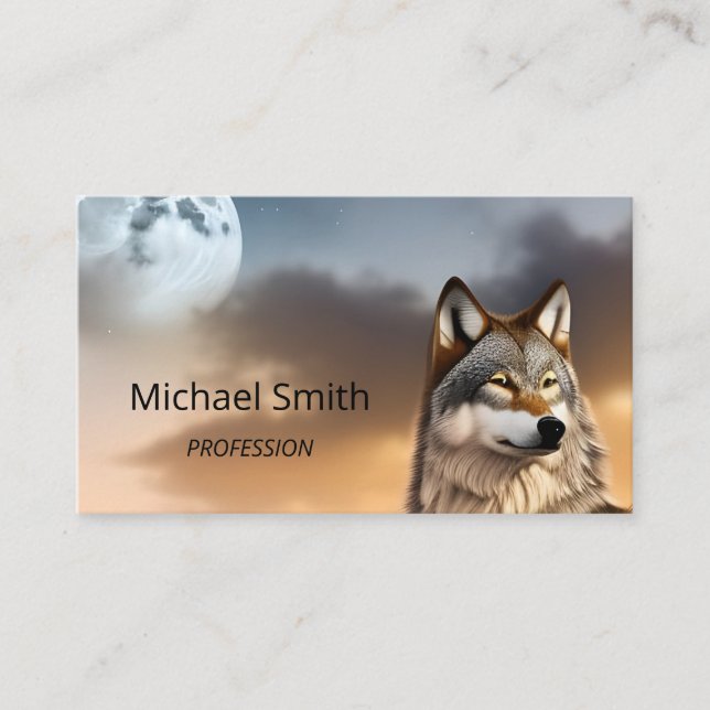 Carte De Visite Photo Nature Wolf And Moon (Devant)