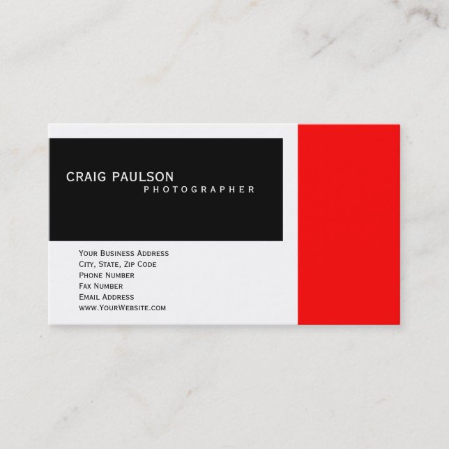 Carte de visite photo noir blanc rouge (Devant)