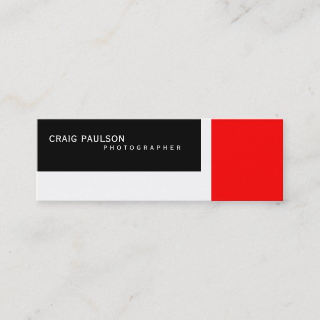 Carte de visite photo noir noir blanc rouge (Devant)