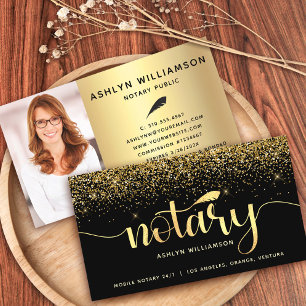 Carte De Visite Photo Noir Parties scintillant d'or noir Agent de 