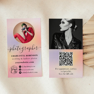 Carte De Visite Photo Ombre Holographic qr code logo photographe