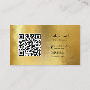 Carte De Visite Photo Or moderne QR Code Professionnel