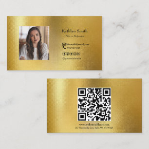 Carte De Visite Photo Or moderne QR Code Professionnel 