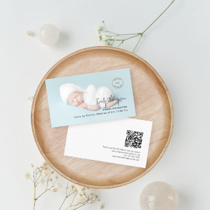 Carte De Visite Photo Overlay Logo QR Code Photographe nouveau-né
