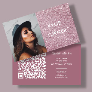 Carte De Visite Photo   Parties scintillant rose des médias sociau