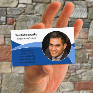 Carte De Visite Photo personnalisée Abstrait Blue Security Profess