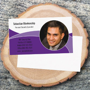 Carte De Visite Photo personnalisée Abstrait Purple Security Profe