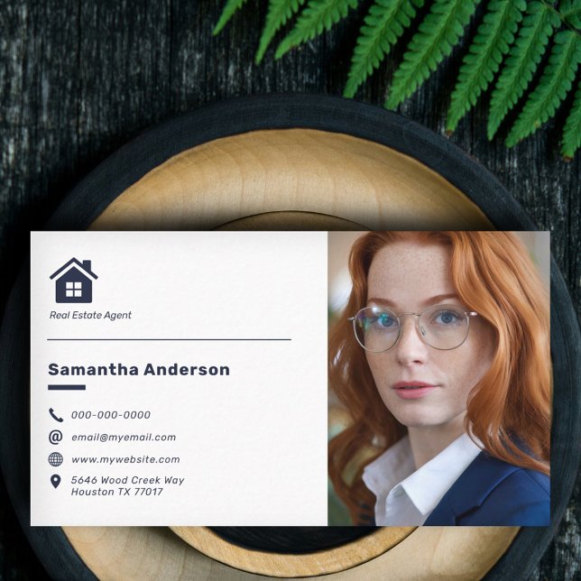Carte De Visite Photo personnalisée - Agent immobilier (Custom Photo - Real Estate Agent Business Card)