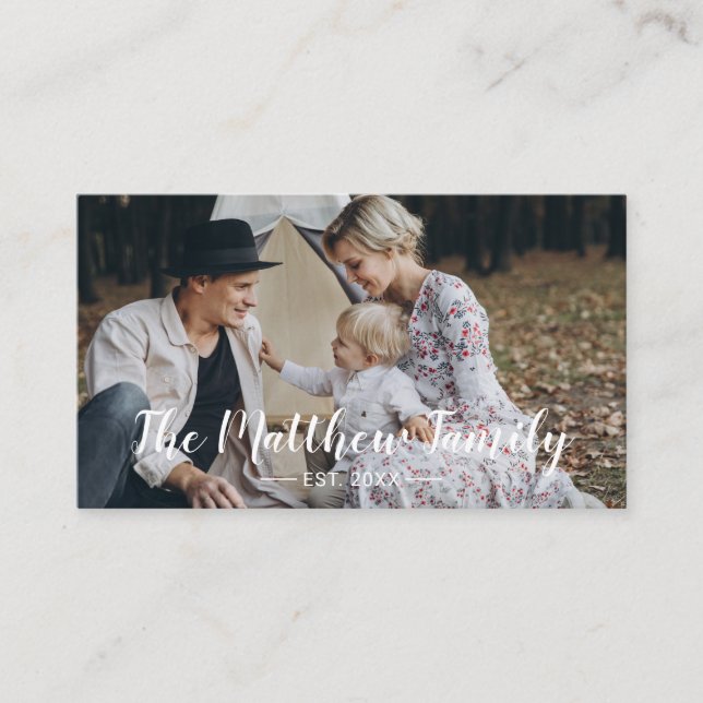 Carte De Visite Photo personnalisée avec nom de famille et année d (Devant)