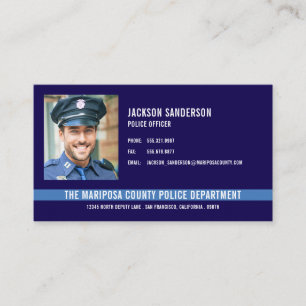 Carte De Visite Photo personnalisée de la ligne bleue fine du dépa