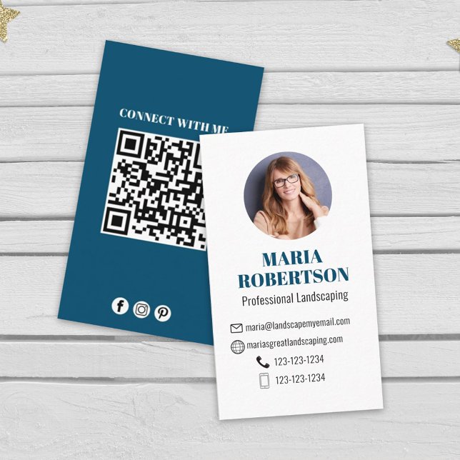 Carte De Visite Photo personnalisée du code QR moderne | Connectez (Créateur téléchargé)
