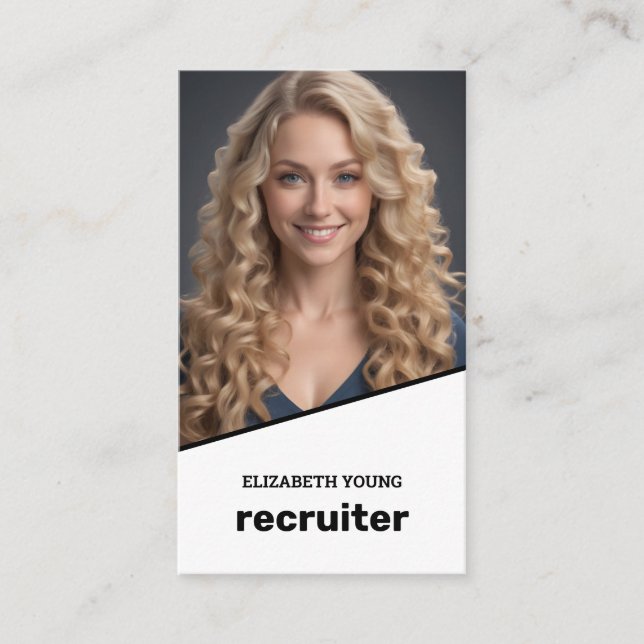 Carte De Visite Photo personnalisée du recruteur et QR (Devant)