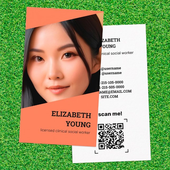 Carte De Visite Photo personnalisée du travailleur social et QR (Social Worker Custom Photo and QR Business Card)
