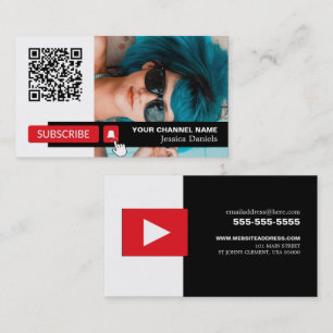 Carte De Visite Photo personnalisée et code QR, Youtube - Vlogger