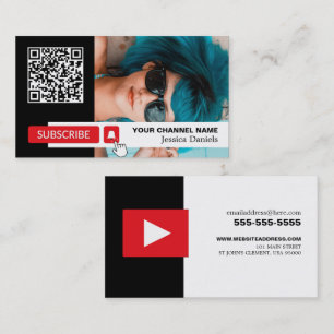 Carte De Visite Photo personnalisée et code QR, Youtube - Vlogger