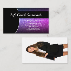 Carte De Visite Photo personnalisée Purple Ombre Parties scintilla