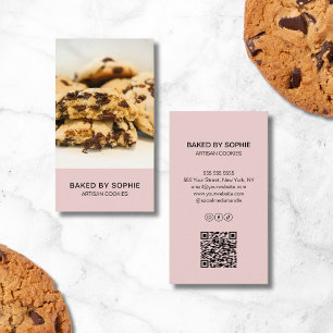 Carte De Visite Photo personnalisée QR Code Boulangerie rose