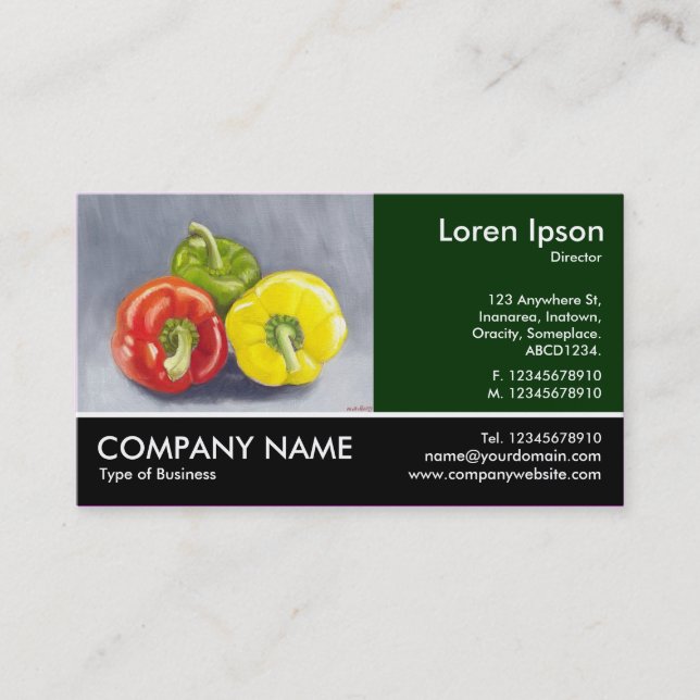 Carte De Visite Photo Pied - Dk Green - Poivrons (Peinture) (Devant)