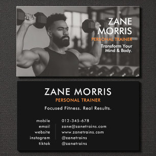 Carte De Visite Photo Professionnel de Coach de Fitness