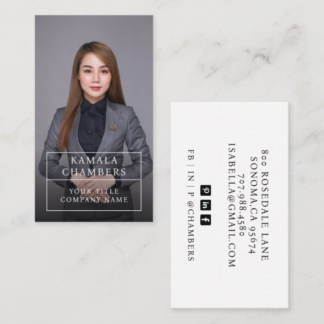 Carte de visite photo professionnel moderne (Devant / Derrière)